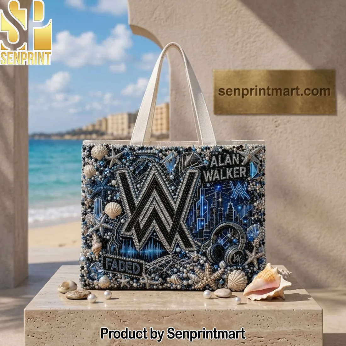 Alan Walker Faded EDM DJ Luxury Pearl Beaded Summer Tote Bag