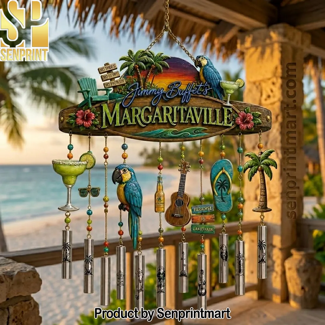 Jimmy Buffett Margaritaville Tropical Beach Patio Wind Chime