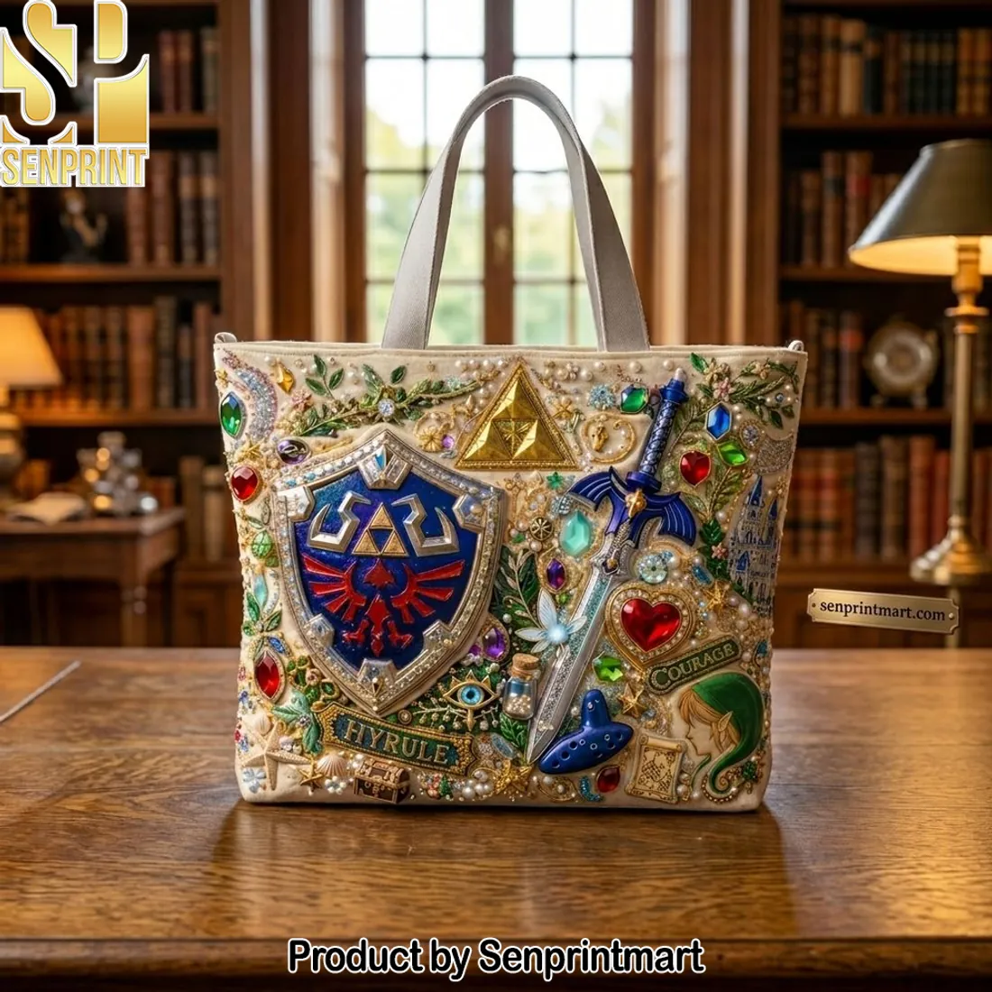Legend of Zelda Hyrule Master Sword Embellished Tote Bag