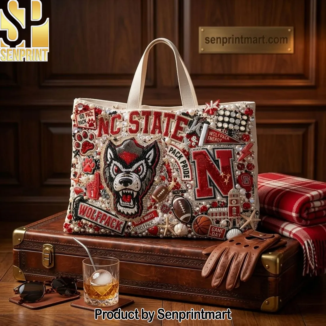 NC State Wolfpack Game Day Embellished Premium Tote Bag