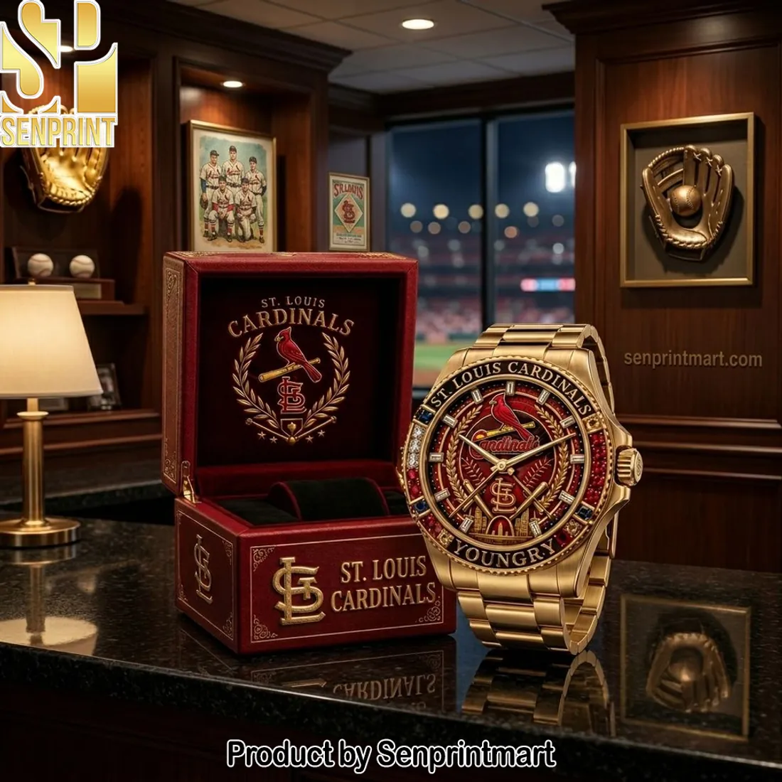 St. Louis Cardinals Luxury Gold Stainless Steel Watch
