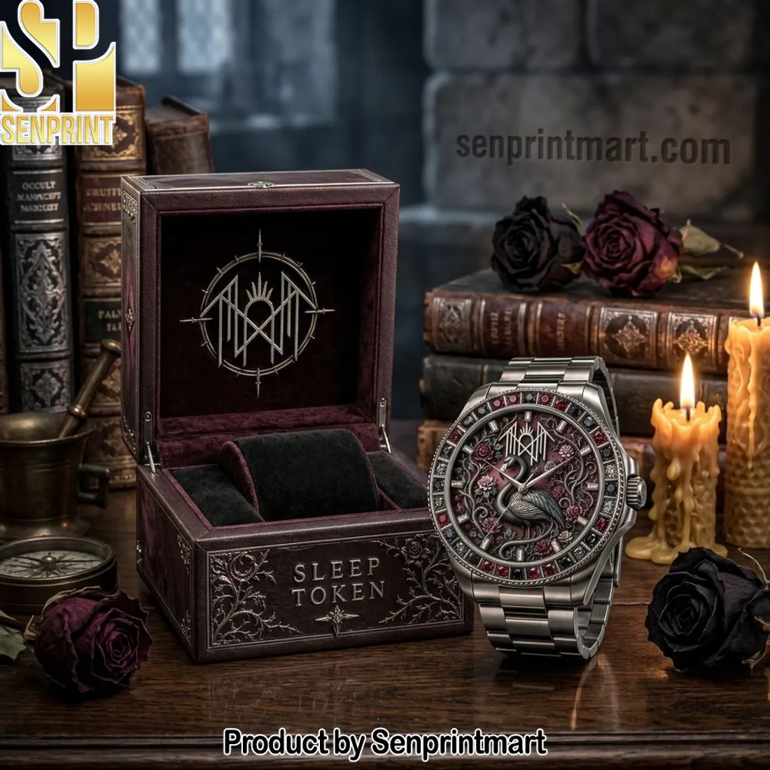 Sleep Token Gothic Swan Engraved Luxury Stainless Steel Watch