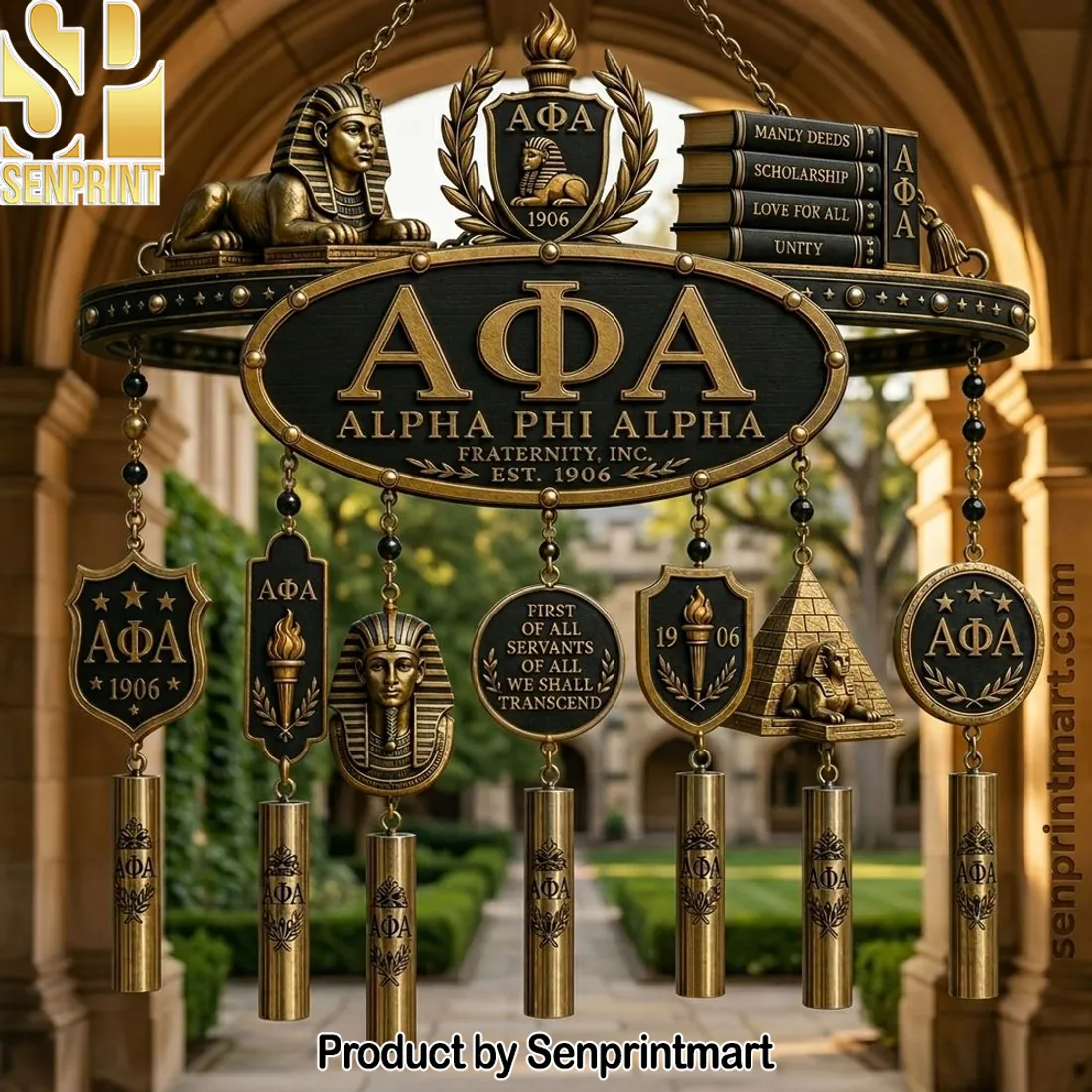 Alpha Phi Alpha Fraternity Est. 1906 Premium Egyptian Wind Chime