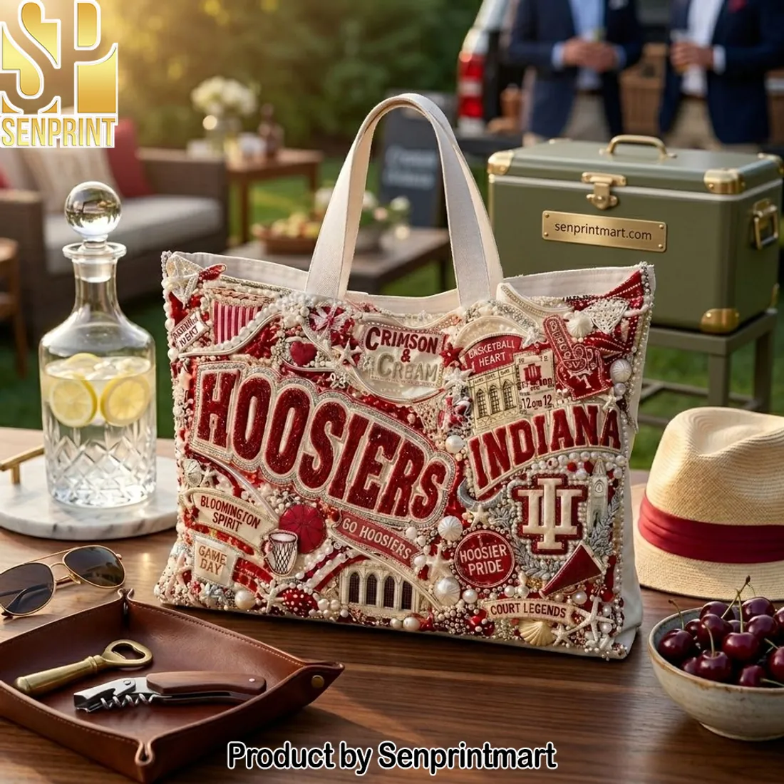 Indiana Hoosiers Game Day Embroidered Beaded Tote Bag