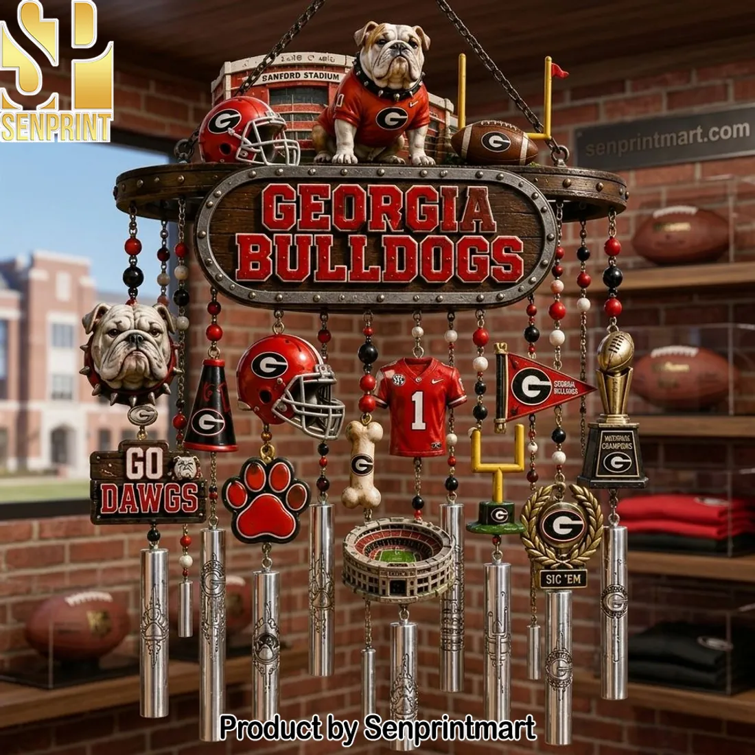 Georgia Bulldogs National Champions Sanford Stadium Commemorative Wind Chime