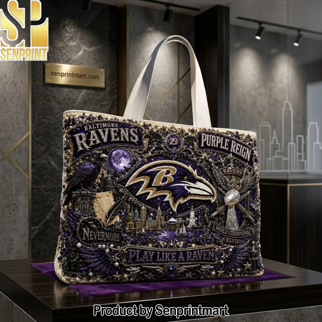 Baltimore Ravens Purple Reign World Champions XLVII Tote Bag