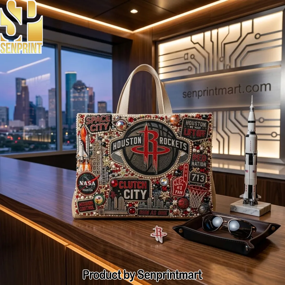 Houston Rockets Space City Embellished Tote Bag