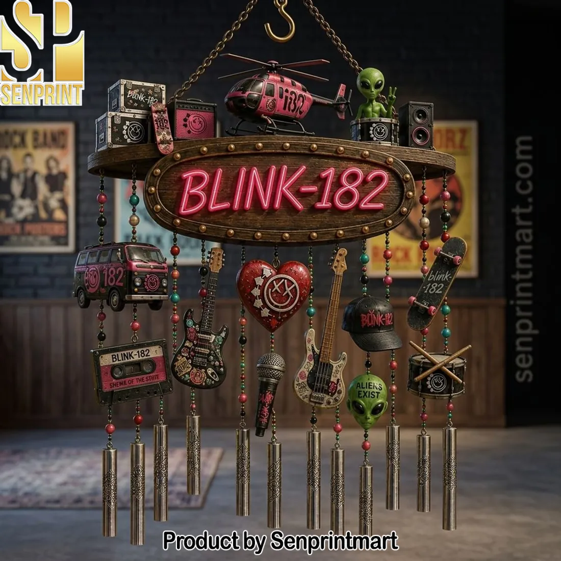 Blink-182 Retro Pop Punk Rock Band 3D Sculpted Wind Chime