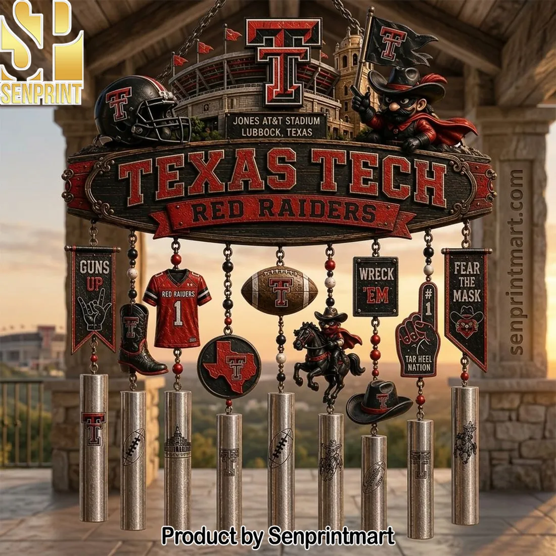Texas Tech Red Raiders Jones AT&T Stadium Premium Outdoor Wind Chime