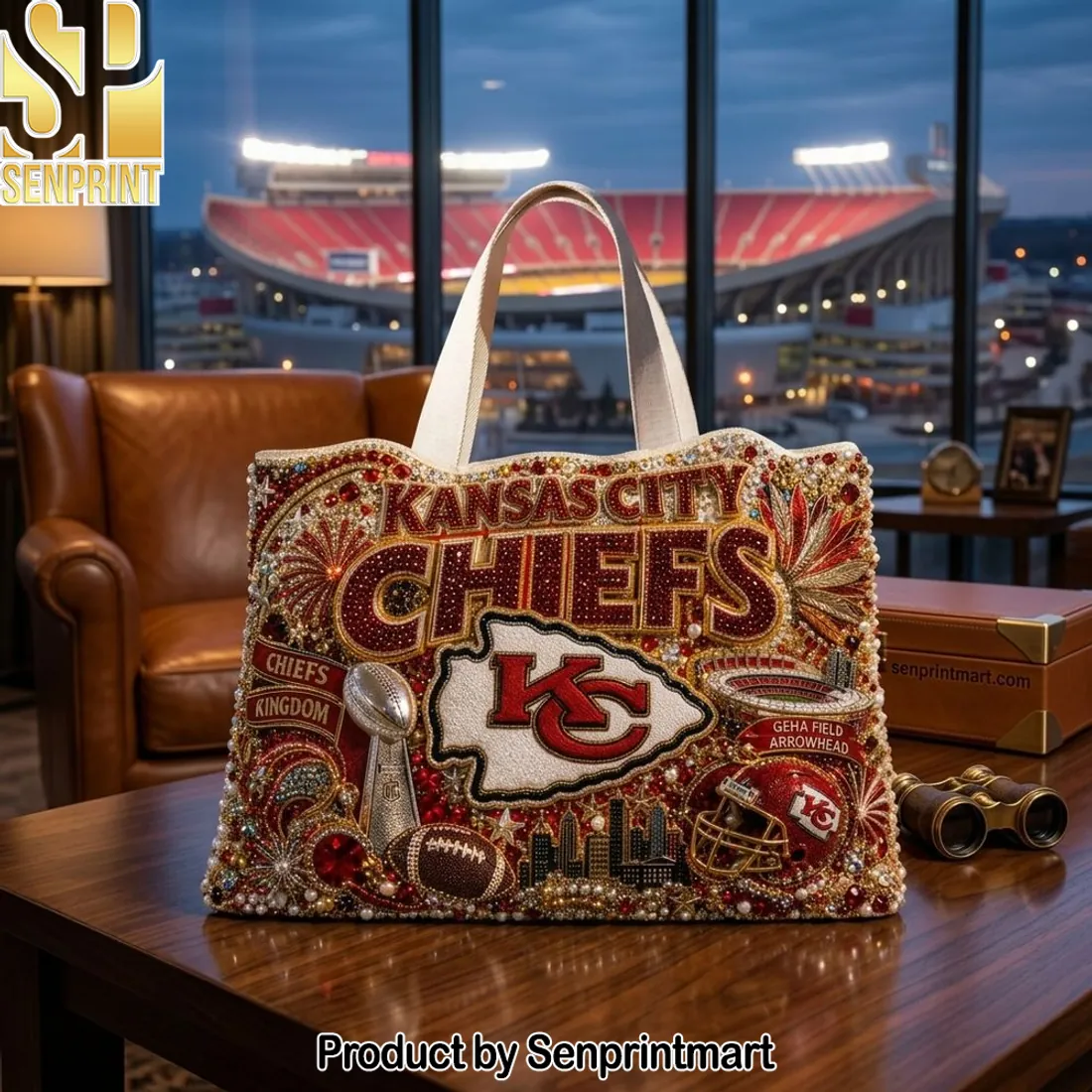 Kansas City Chiefs Luxury Beaded Gameday Tote Bag
