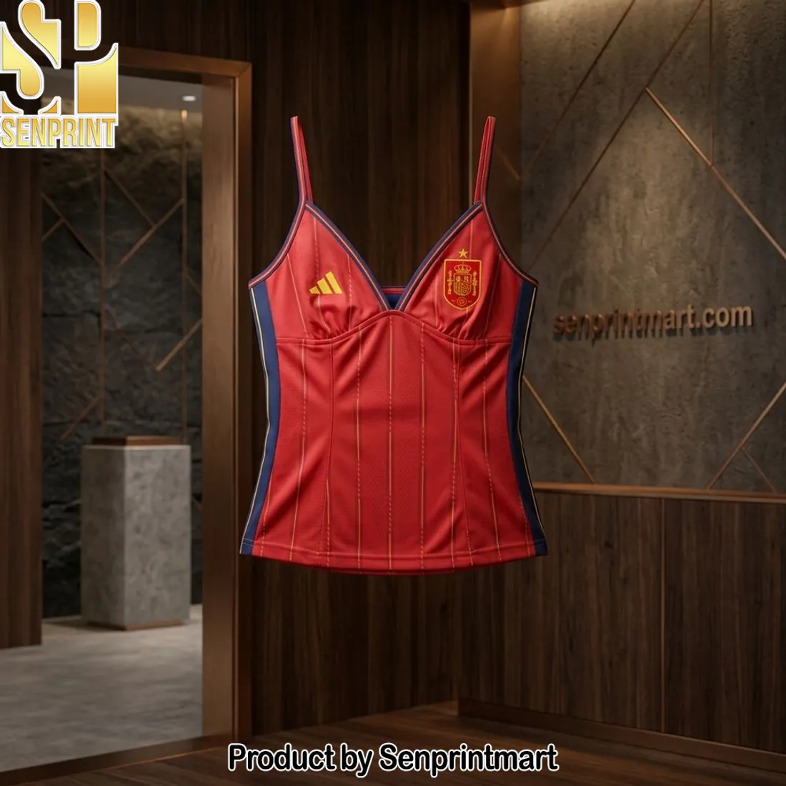 Spain Football National Team Women’s Sporty V-Neck Jersey Cami Top