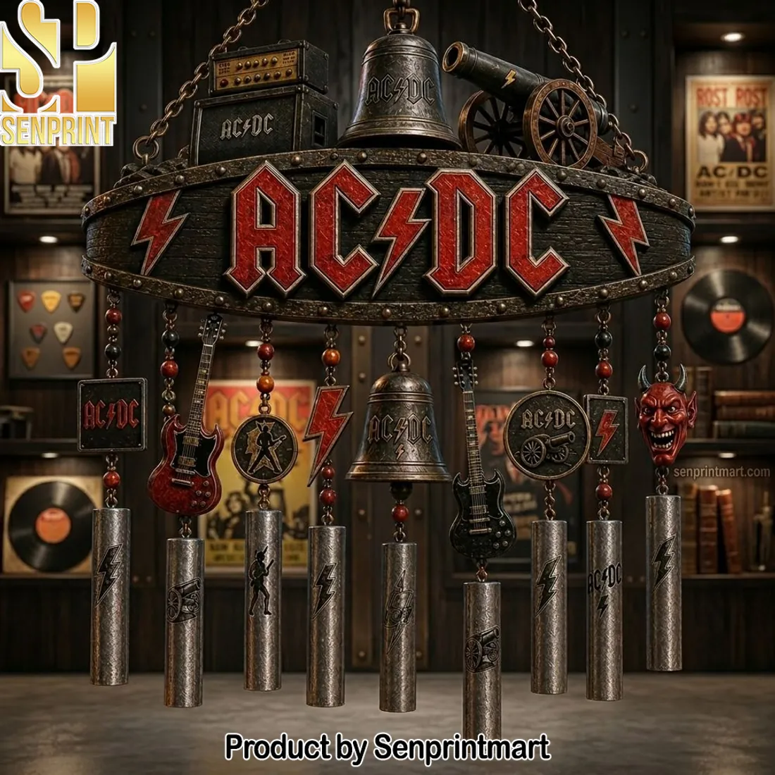 AC/DC Rock Band Vintage Metal Outdoor Garden Wind Chime