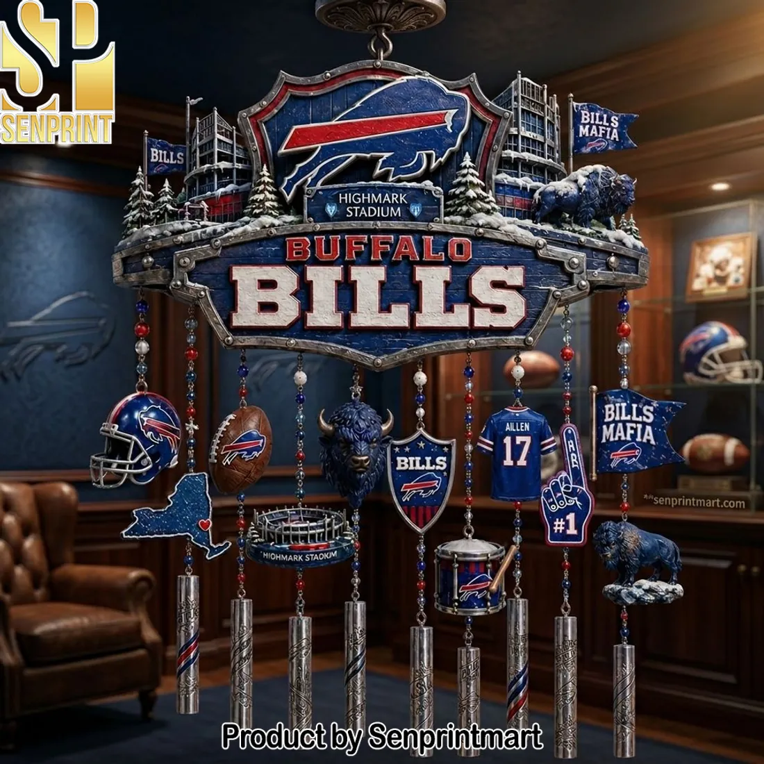Buffalo Bills Highmark Stadium Collectible Wind Chime