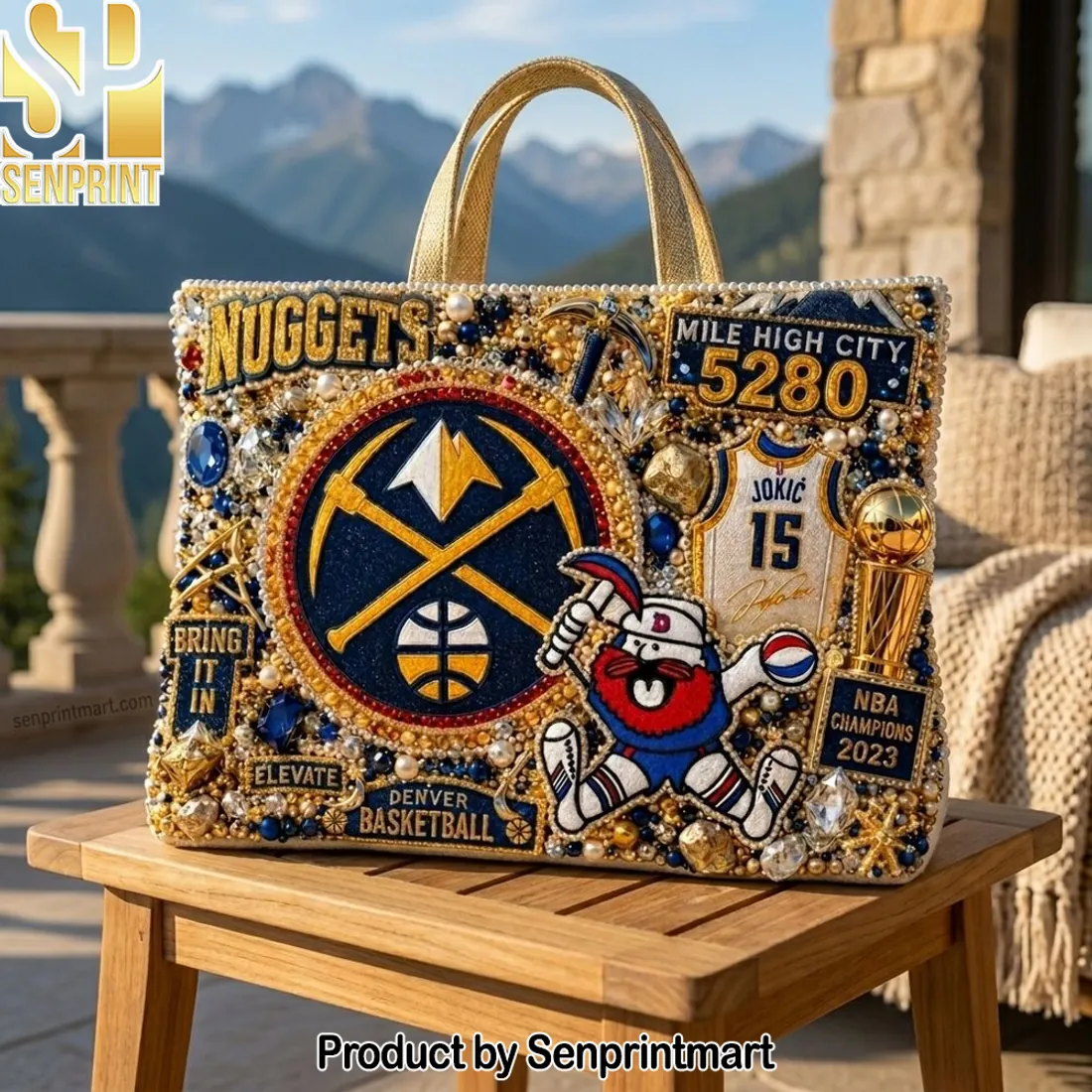 Denver Nuggets NBA Champions 2023 Luxury Embellished Tote Bag