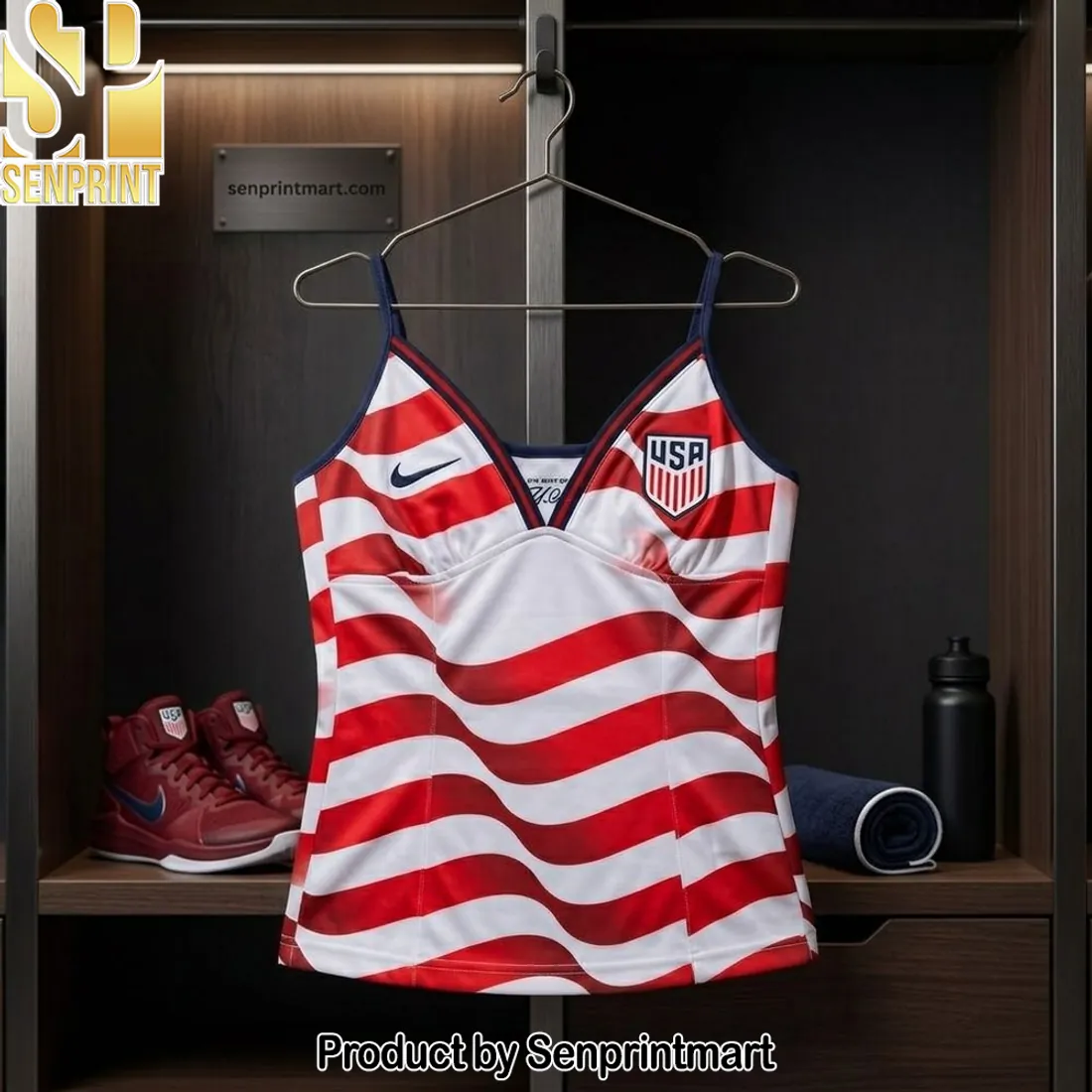 USA Patriotic Wavy Flag Cami Top