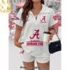 Alabama Crimson Tide Personalized Custom Name Quilted Waffle 2-Piece Zip Polo and Shorts Set