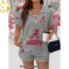 Alabama Crimson Tide Personalized Custom Name Quilted Waffle 2-Piece Zip Polo and Shorts Set