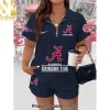 Alabama Crimson Tide Personalized Custom Name Quilted Waffle 2-Piece Zip Polo and Shorts Set