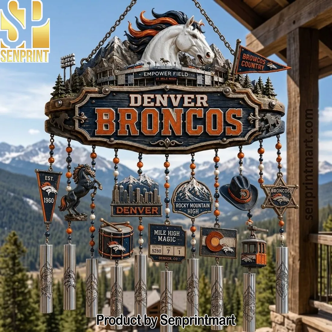 Denver Broncos Broncos Country Mile High Magic Outdoor Wind Chime