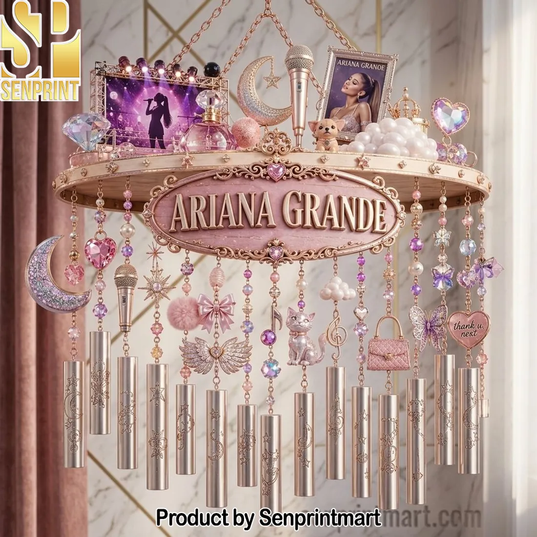 Ariana Grande Thank U Next Luxury Pink Crystal Wind Chime