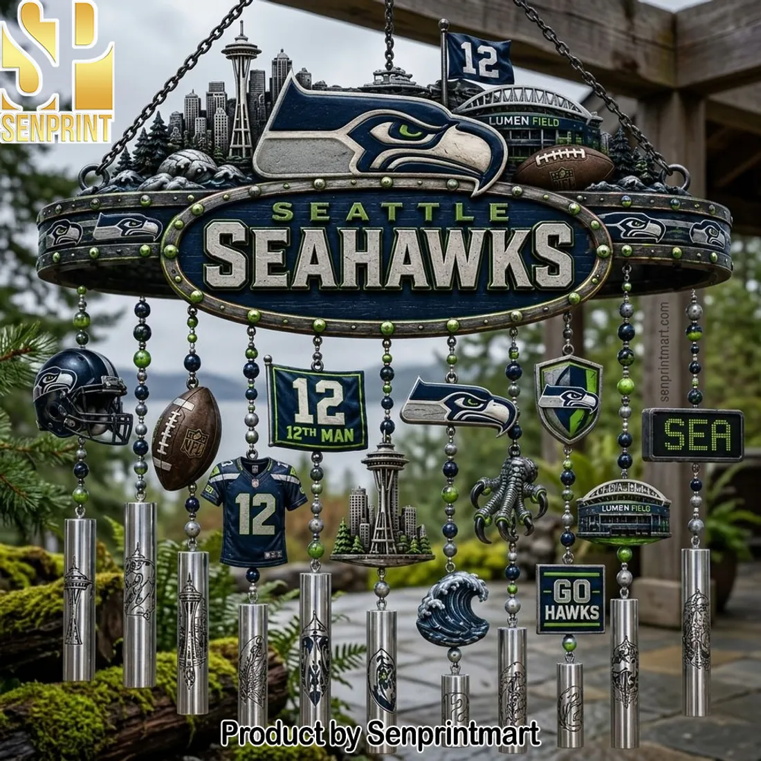 Seattle Seahawks 12th Man Outdoor Garden Patio Wind Chime