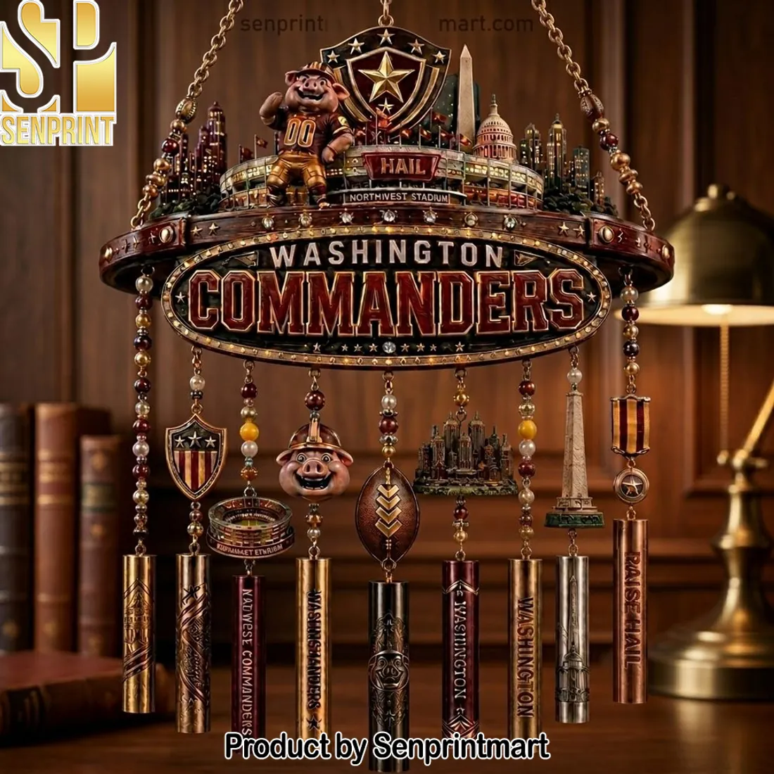 Washington Commanders Major Tuddy Premium 3D Mascot Wind Chime