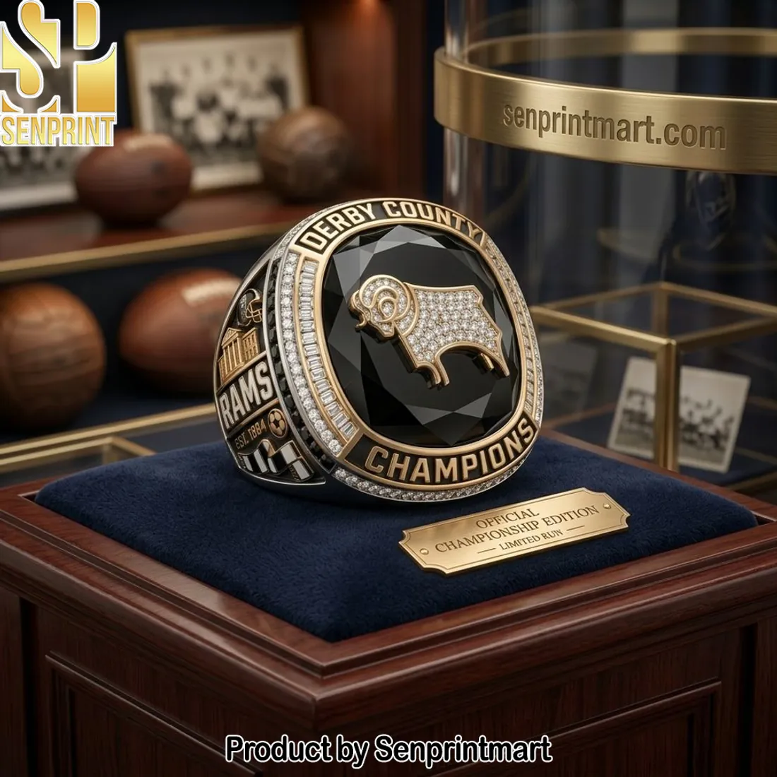 Derby County FC Champions Commemorative Gold Plated Fan Ring