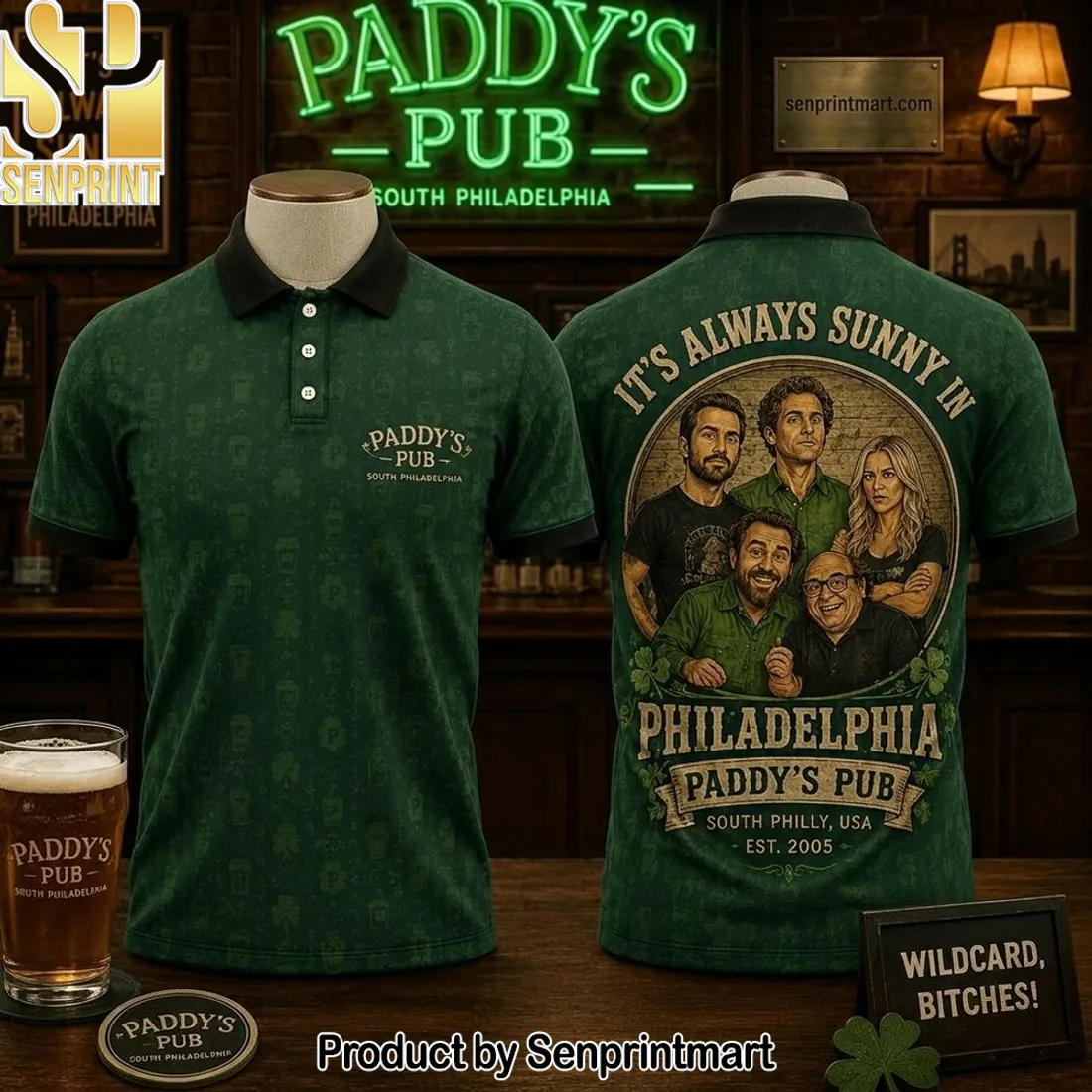 It’s Always Sunny in Philadelphia Paddy’s Pub Green 3D Polo Shirt
