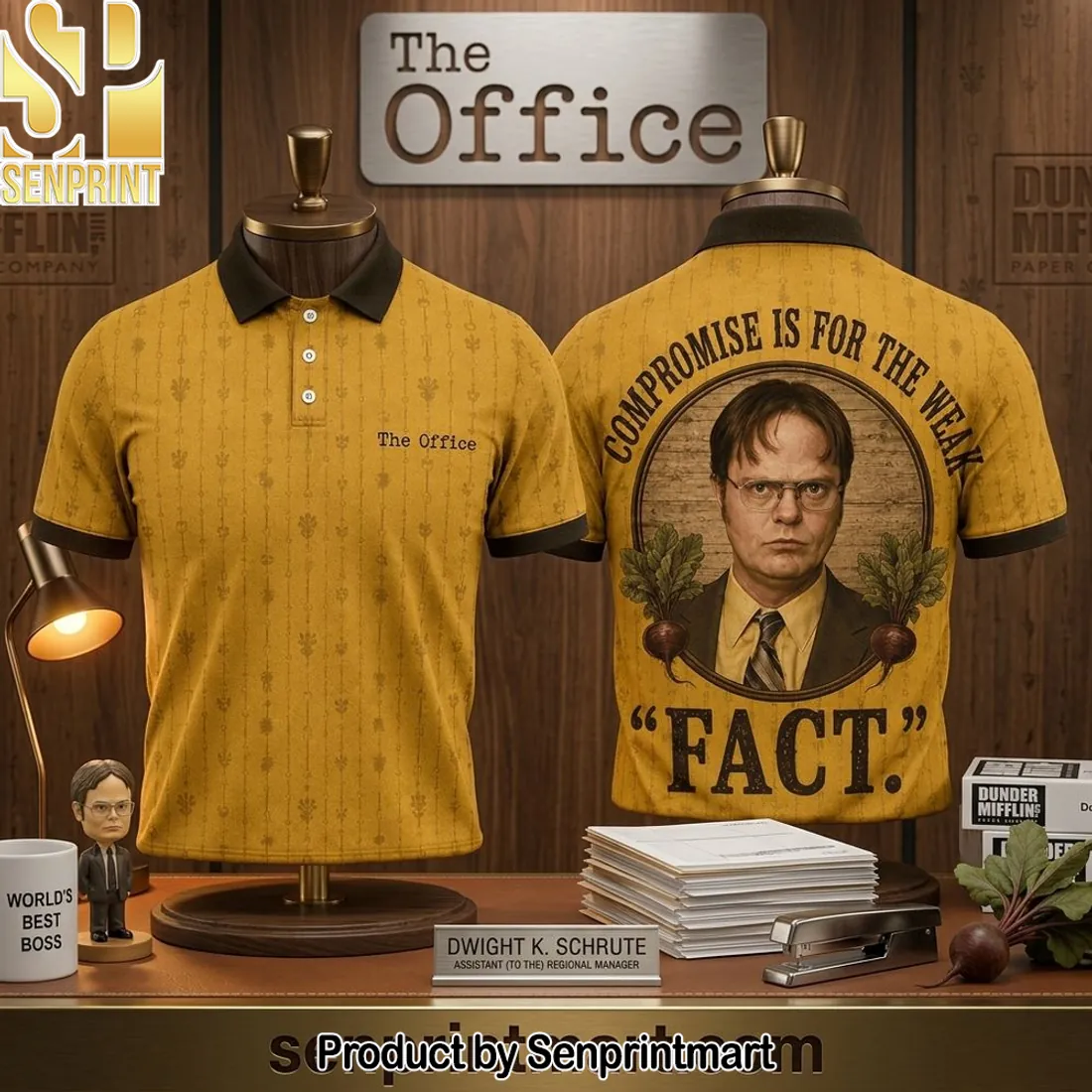 The Office Dwight Schrute Compromise Is For The Weak Fact 3D Polo Shirt