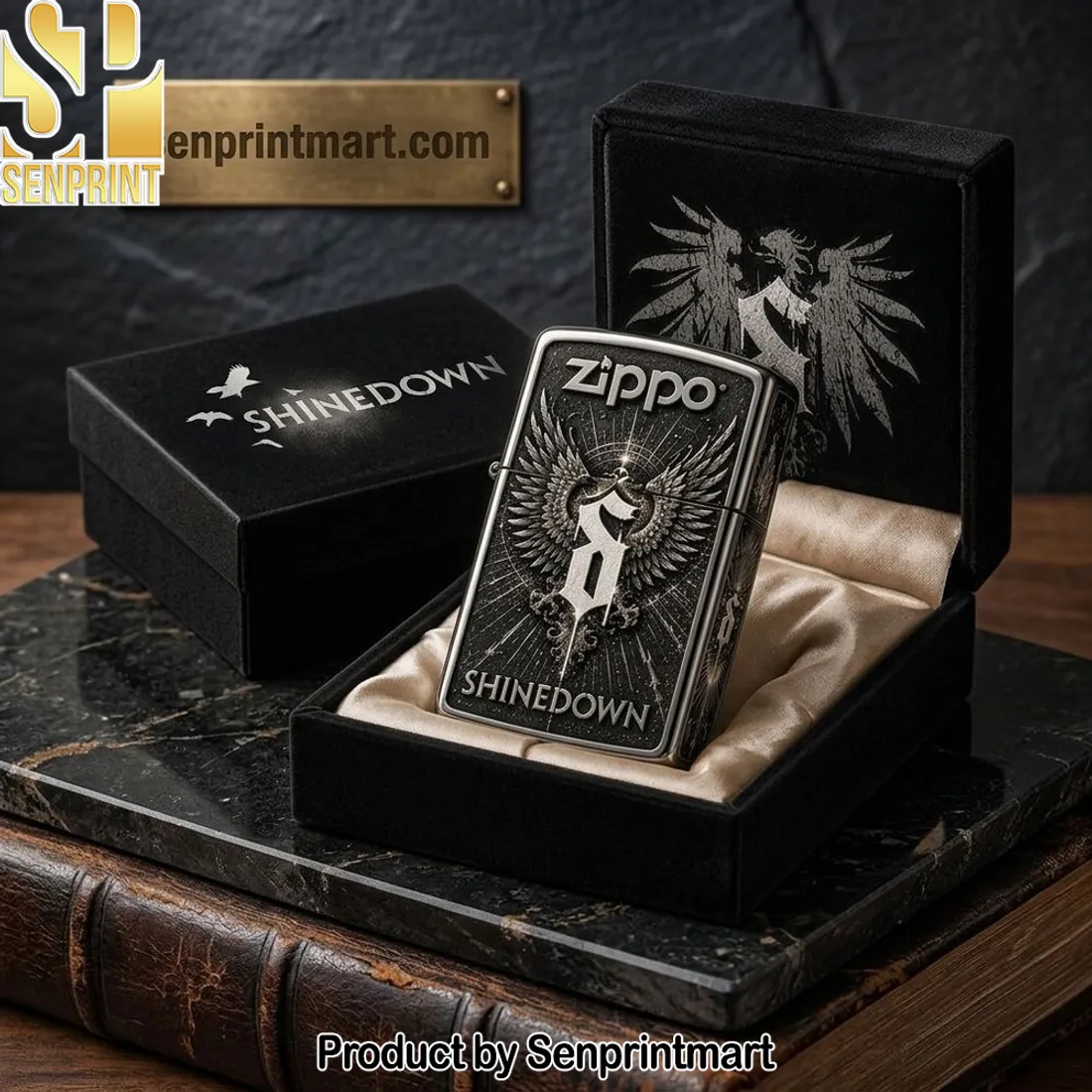 Shinedown Rock Band Winged Logo Engraved Premium Windproof Zippo Lighter