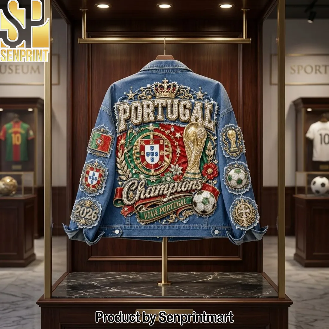 Portugal Champions Viva Portugal Luxury Embroidered Denim Jacket