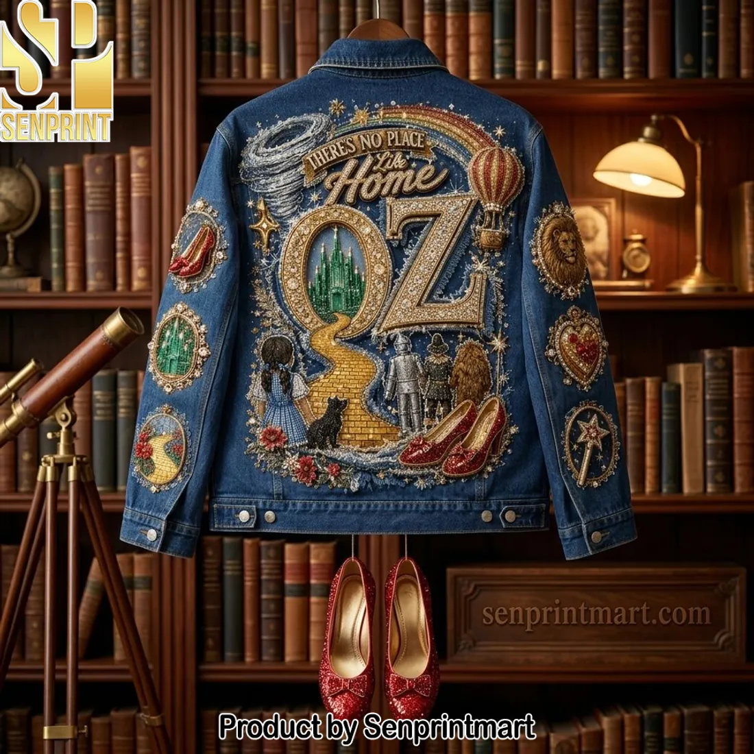 Wizard of Oz There’s No Place Like Home Vintage Graphic Denim Jacket