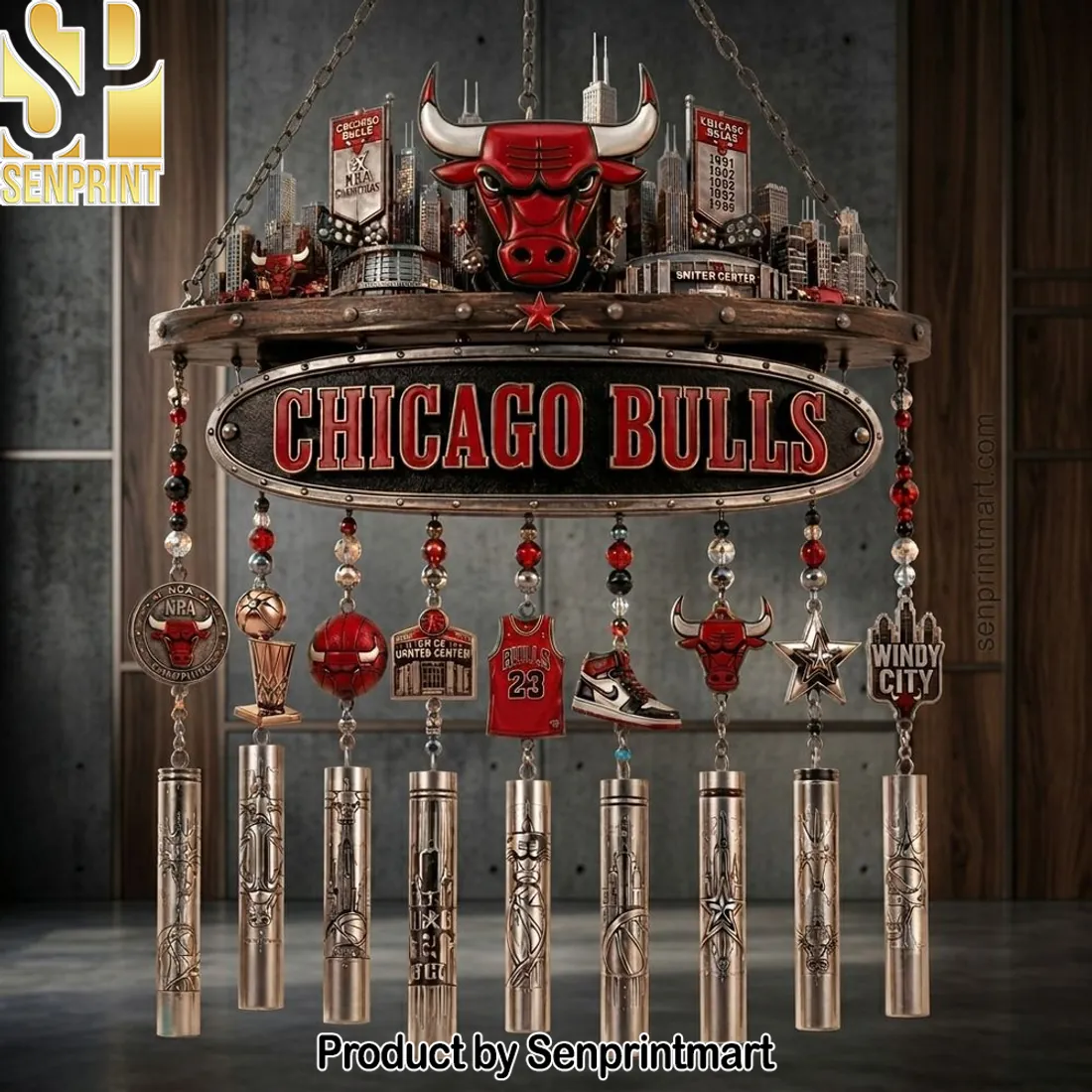 Chicago Bulls Premium 3D Metal Commemorative Garden Wind Chime