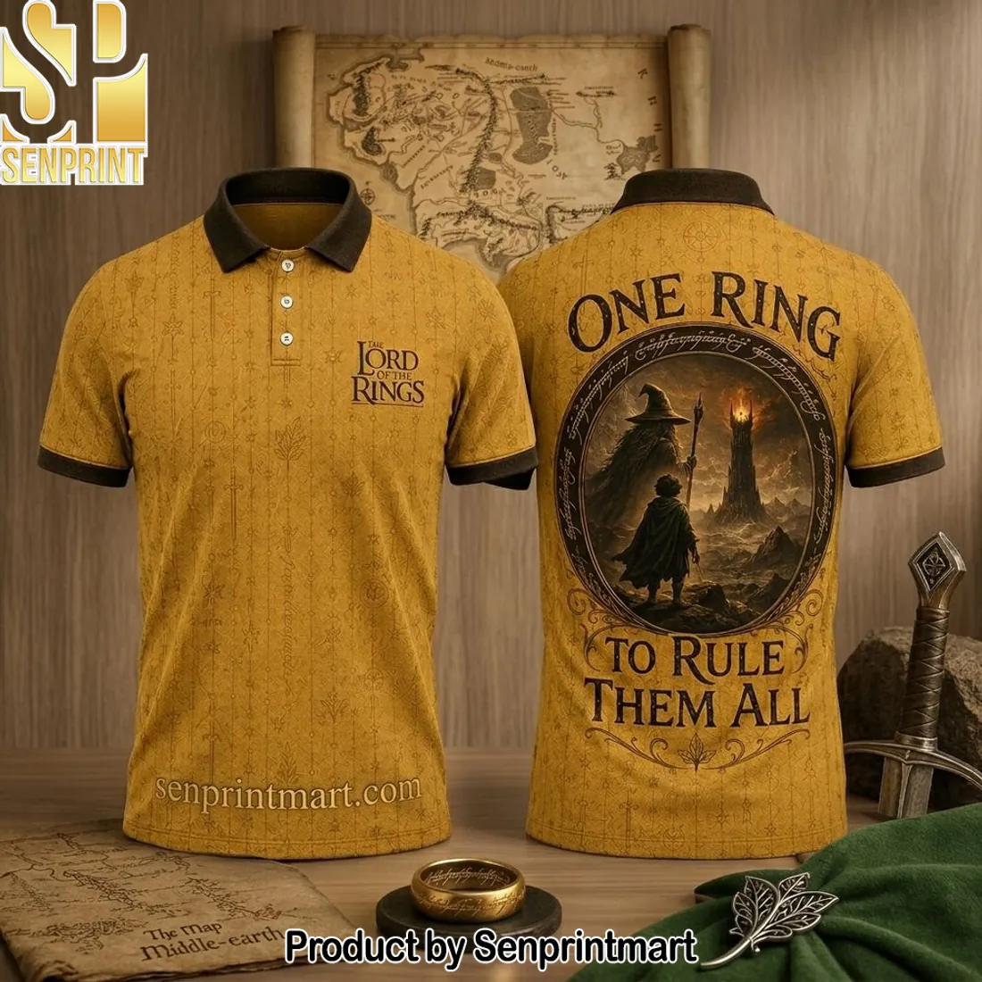 Lord of the Rings One Ring to Rule Them All Premium Graphic Polo Shirt