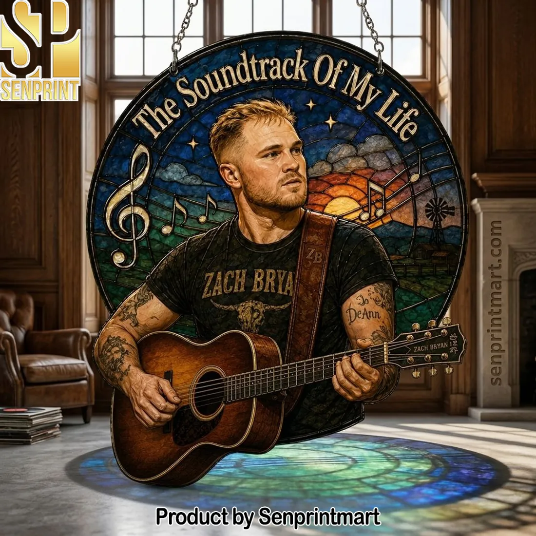 Zach Bryan The Soundtrack Of My Life Country Music Stained Glass Suncatcher