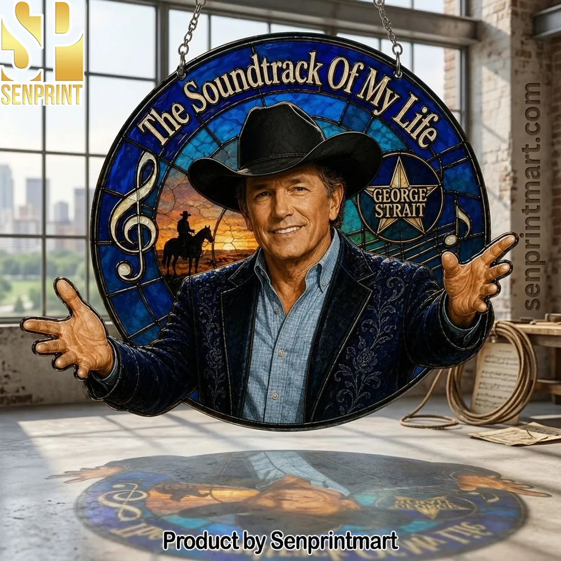 George Strait The Soundtrack Of My Life Premium Stained Glass Suncatcher