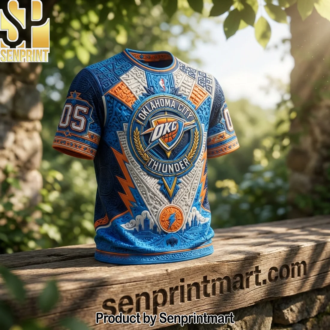 Oklahoma City Thunder Premium 3D Embossed Graphic Basketball Fan T-Shirt Oklahoma City Thunder Premium 3D Embossed Graphic Basketball Fan T-Shirt