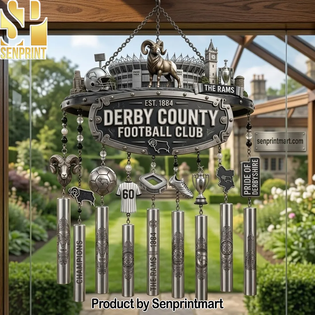 Derby County Football Club Est 1884 Commemorative Metal Wind Chime