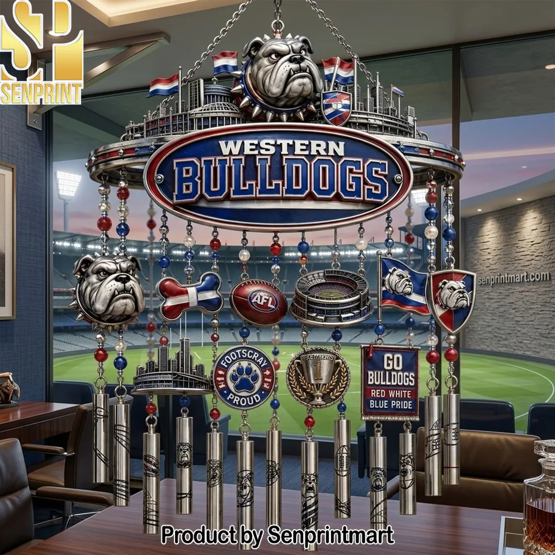 Western Bulldogs AFL Commemorative Metal Hanging Wind Chime