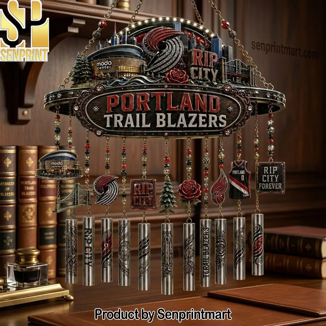 Portland Trail Blazers Rip City Premium 3D Outdoor Wind Chime