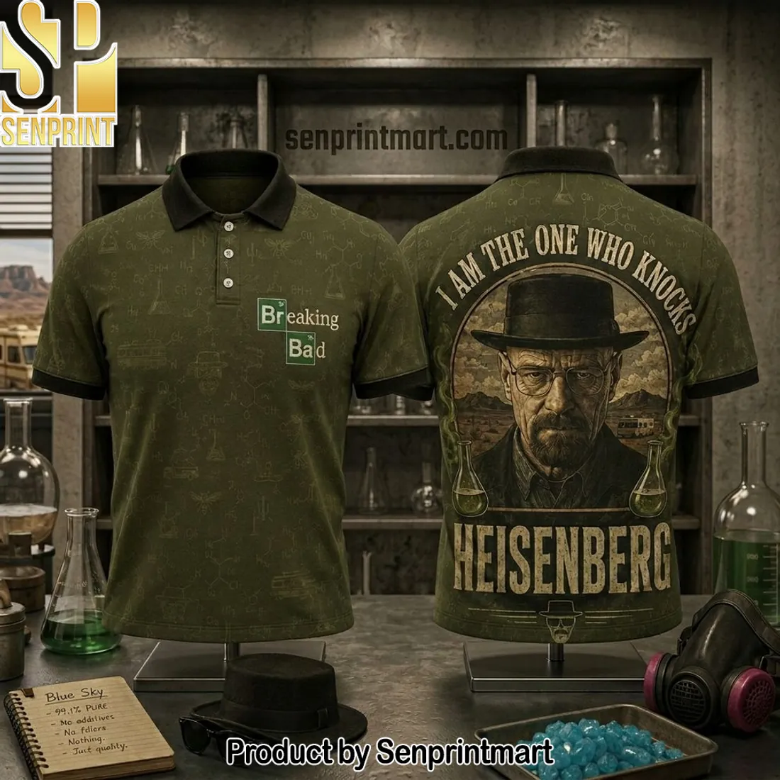 Breaking Bad Heisenberg I Am The One Who Knocks 3D Polo Shirt