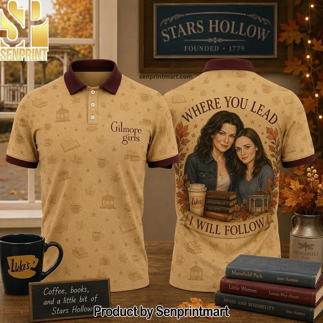 Gilmore Girls Stars Hollow Where You Lead I Will Follow 3D Polo Shirt