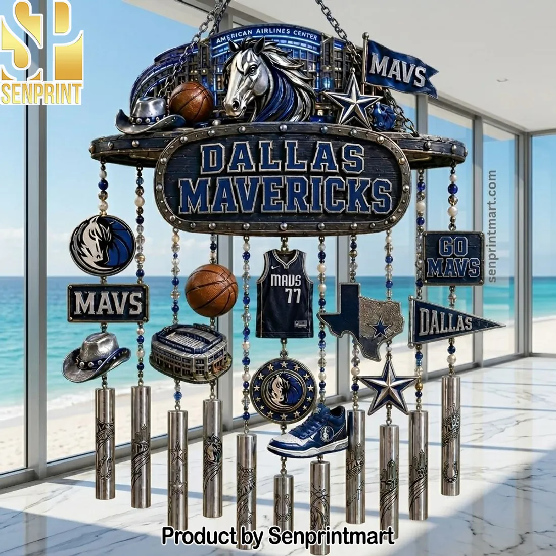 Dallas Mavericks Premium 3D Metal Hanging Patio Wind Chime