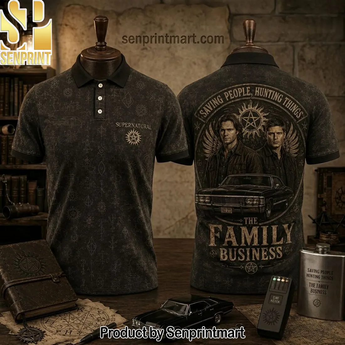 Supernatural Saving People Hunting Things Winchester Brothers 3D Polo Shirt