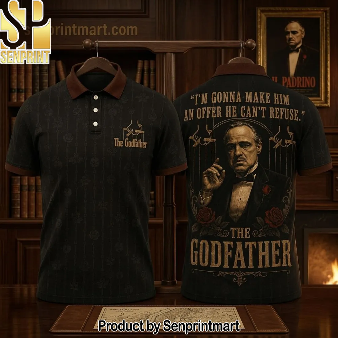 The Godfather Offer He Can’t Refuse Premium 3D Polo Shirt