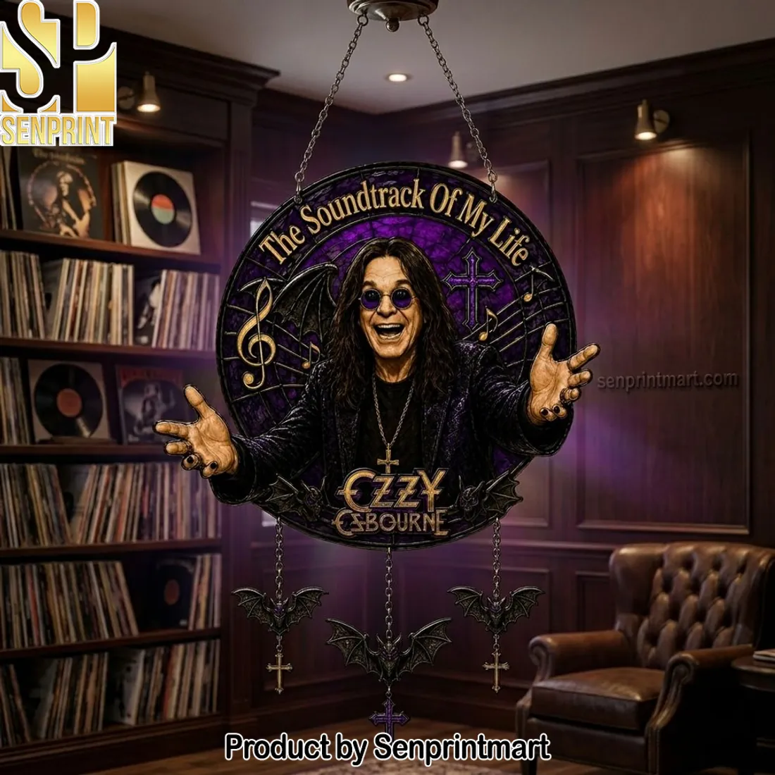 Ozzy Osbourne The Soundtrack Of My Life Gothic Stained Glass Suncatcher