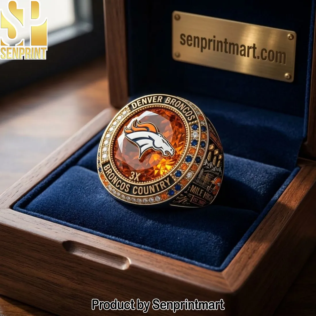 Denver Broncos 3X Championship Commemorative Replica Ring