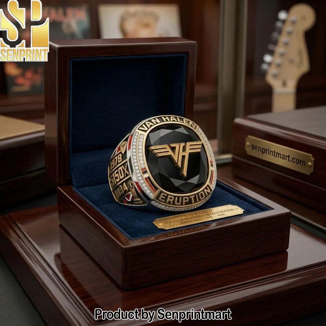 Van Halen Eruption Commemorative Gold Plated Rock Band Ring