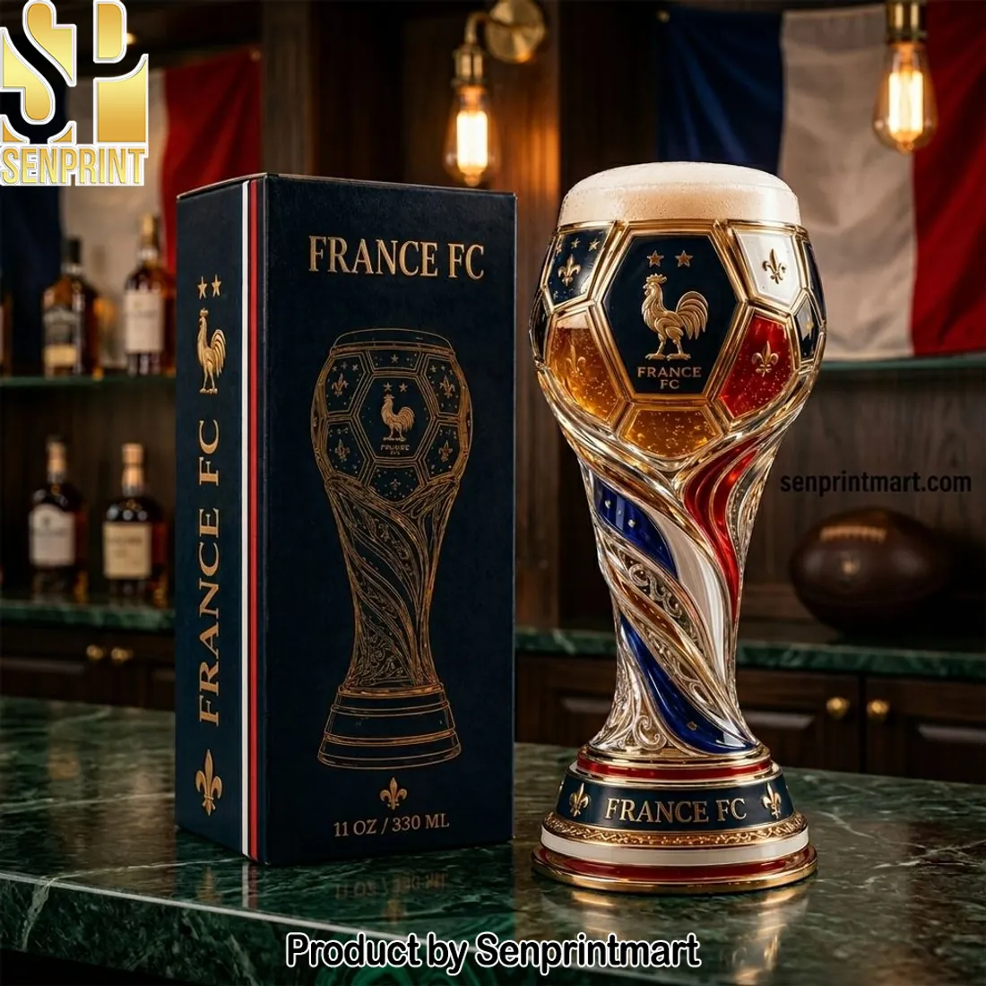 France FC Premium 11oz Soccer Trophy Beer Glass
