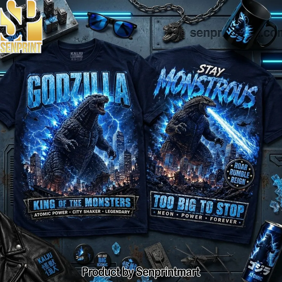 Godzilla King of the Monsters Neon Atomic Power Graphic T-Shirt